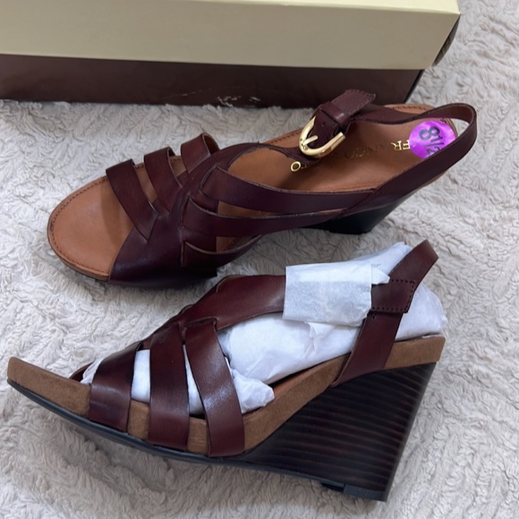 Franco Sarto brown leather wedge style Hanako Size 8.5, New - Picture 10 of 16